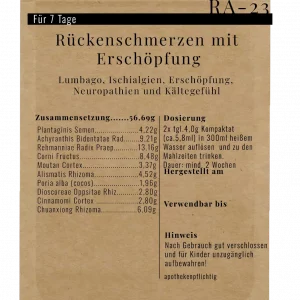 Alternative view of RA-23 Rückenschmerzen mit Erschöpfung